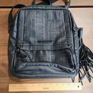 Steve Madden Black Embossed Backpack